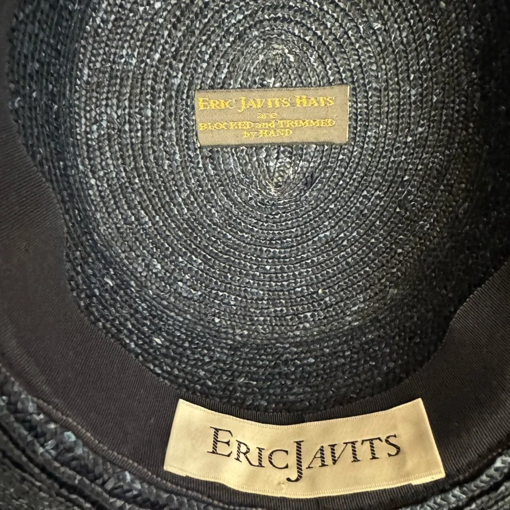 STUNNING Eric Javitz Navy Straw Hat szXS price firm !!! - Picture 8 of 8